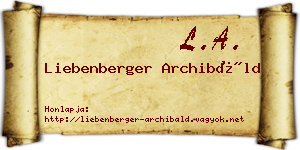 Liebenberger Archibáld névjegykártya